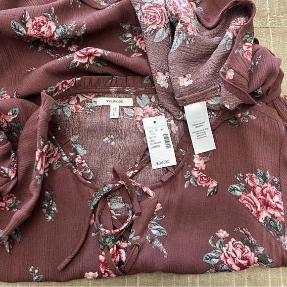 Floral Lace Up Tunic Top or dress! Large NWT - Picture 3 of 3